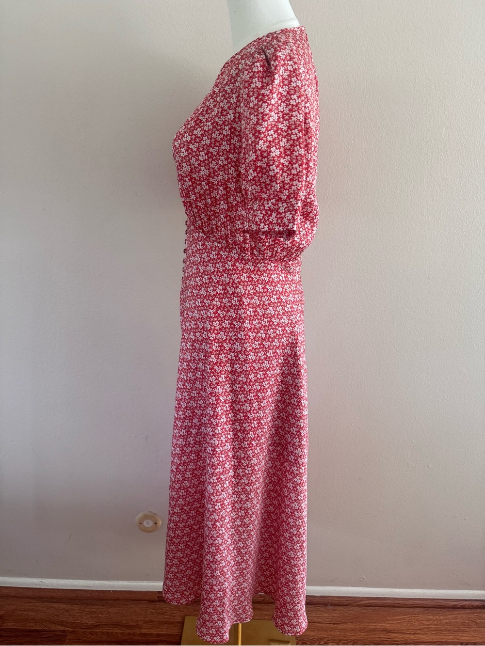 The Kooples Red Floral Button-Front Midi Dress - Picture 5 of 9